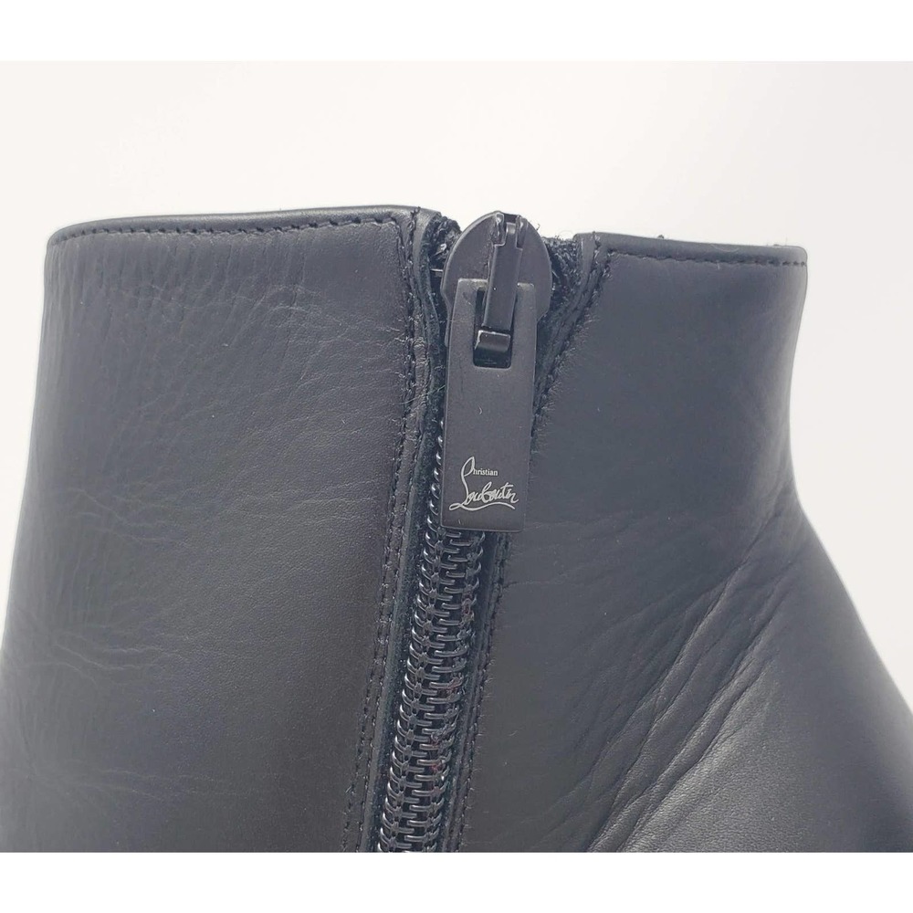 Christian Louboutin Boots Eloise 100 Heeled Ankle Booties Black Leather EU 37.5 - Picture 5 of 8
